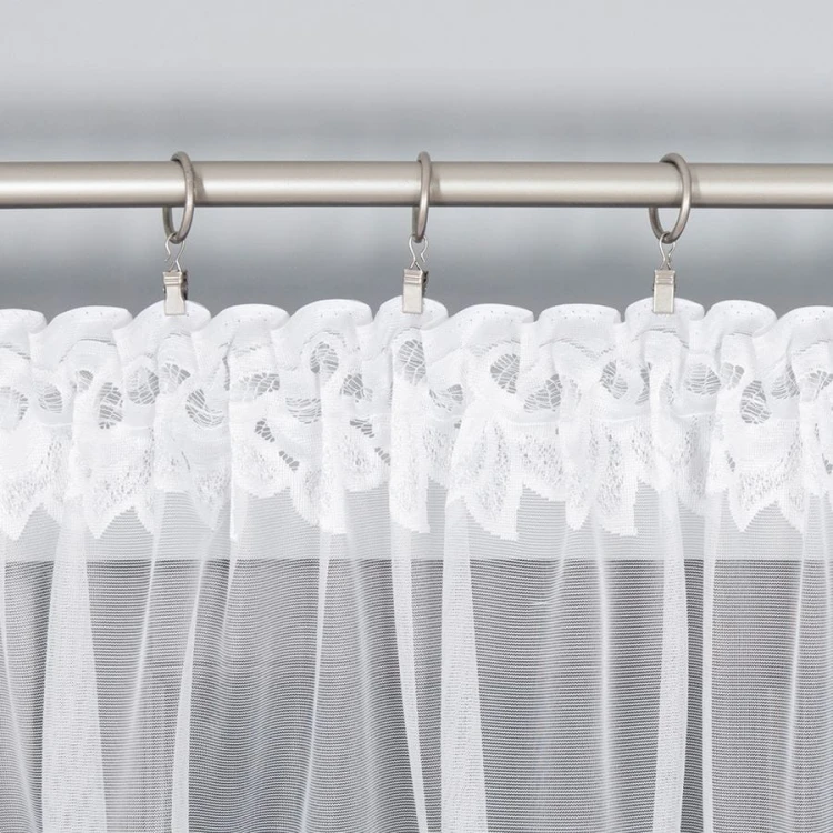 Firanka żakardowa ze wzorem pasowym, wysokość 250cm, kolor biały