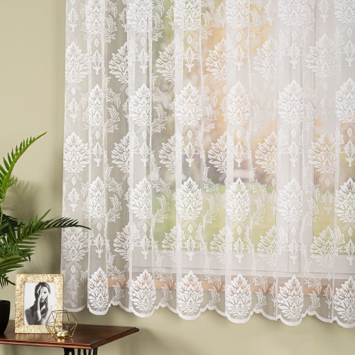 Firanka żakardowa ze wzorem, wysokość 175cm, kolor biały