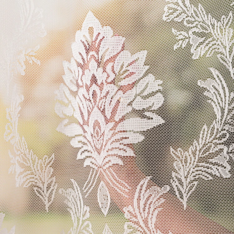 Firanka żakardowa ze wzorem, wysokość 175cm, kolor biały