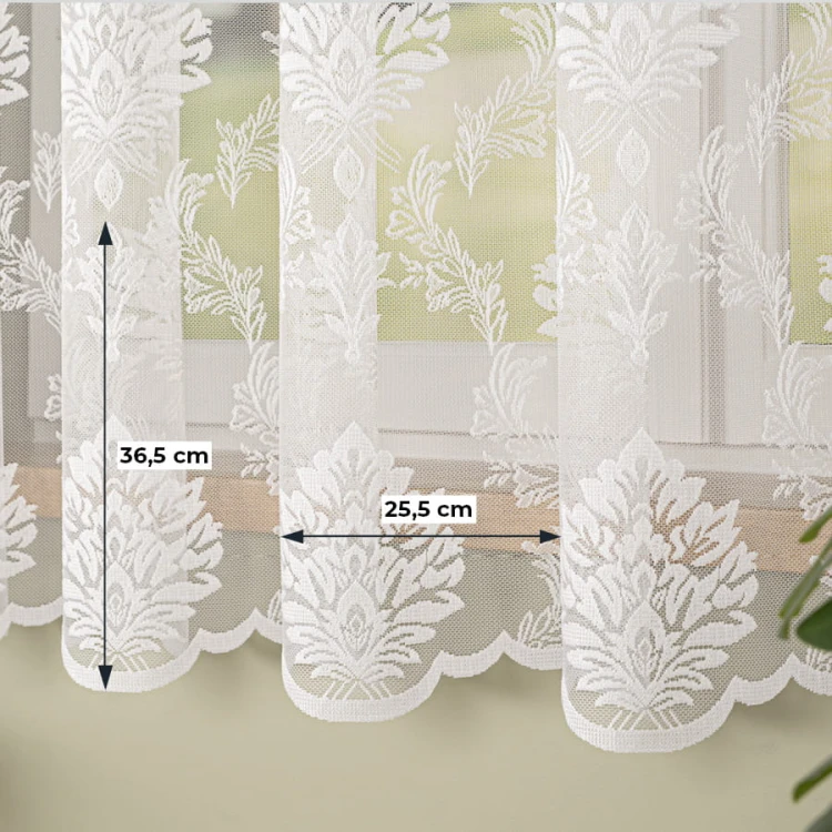 Firanka żakardowa ze wzorem, wysokość 175cm, kolor biały