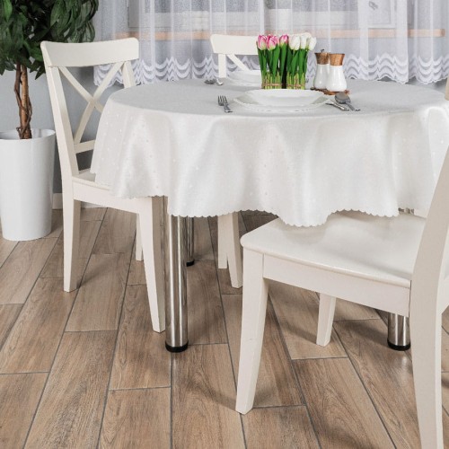 ANIELA Obrus wodoodporny, fi 160cm, kolor kremowy