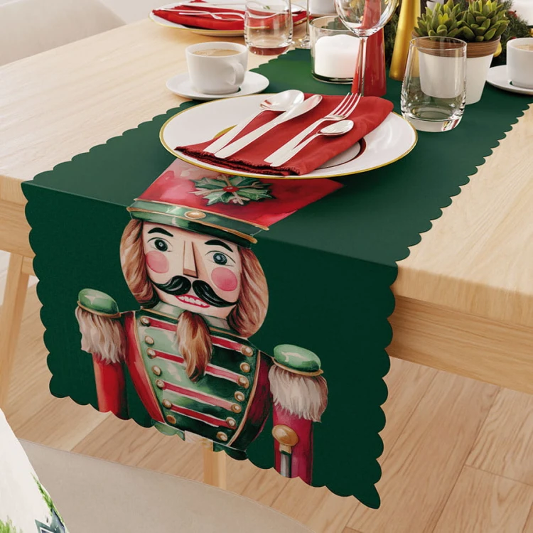 DZIADKI DO ORZECHÓW Bieżnik NINA WODOODPORNA, 38x160cm, kolor zielony