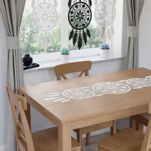 ALIA Bieżnik żakardowy gotowy, łapacz snów, szerokość 36 x wysokość 140cm, kolor biały