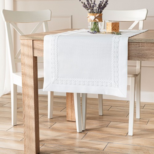 MODENA Bieżnik z gipiurą, szerokość 38cm x wysokość 160cm, kolor biały