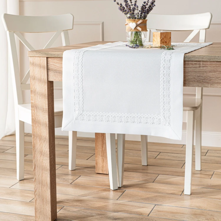 MODENA Bieżnik z gipiurą, szerokość 38cm x wysokość 160cm, kolor biały