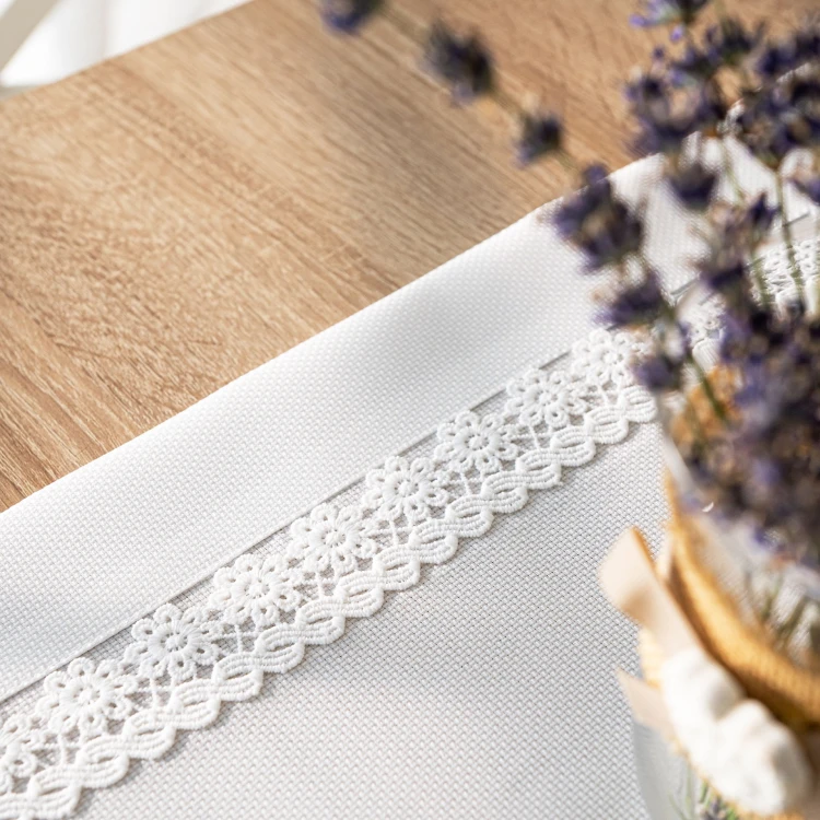 MODENA Bieżnik z gipiurą, szerokość 38cm x wysokość 160cm, kolor biały