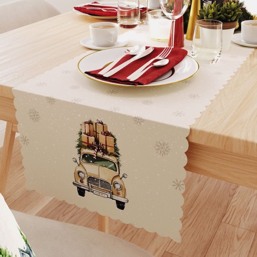 VINTAGE SAMOCHÓD Bieżnik NINA WODOODPORNA, 38x140cm, kolor beżowy