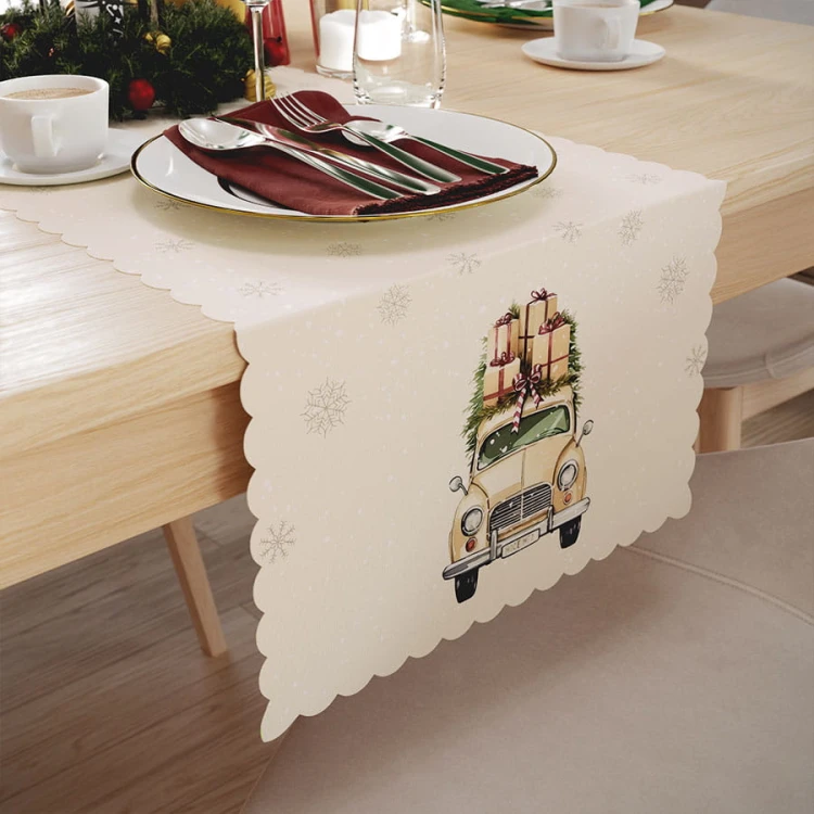 VINTAGE SAMOCHÓD Bieżnik NINA WODOODPORNA, 38x140cm, kolor beżowy