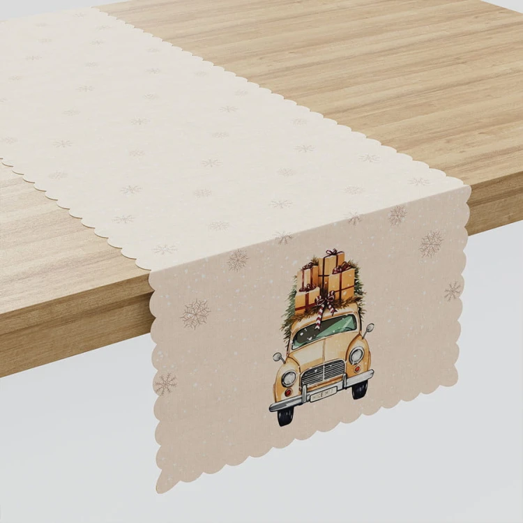 VINTAGE SAMOCHÓD Bieżnik NINA WODOODPORNA, 38x140cm, kolor beżowy