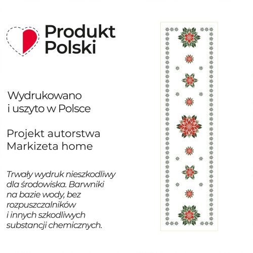 FOLK, GWIAZDA BETLEJEMSKA Bieżnik NINA WODOODPORNA, 38x140cm, kolor biały