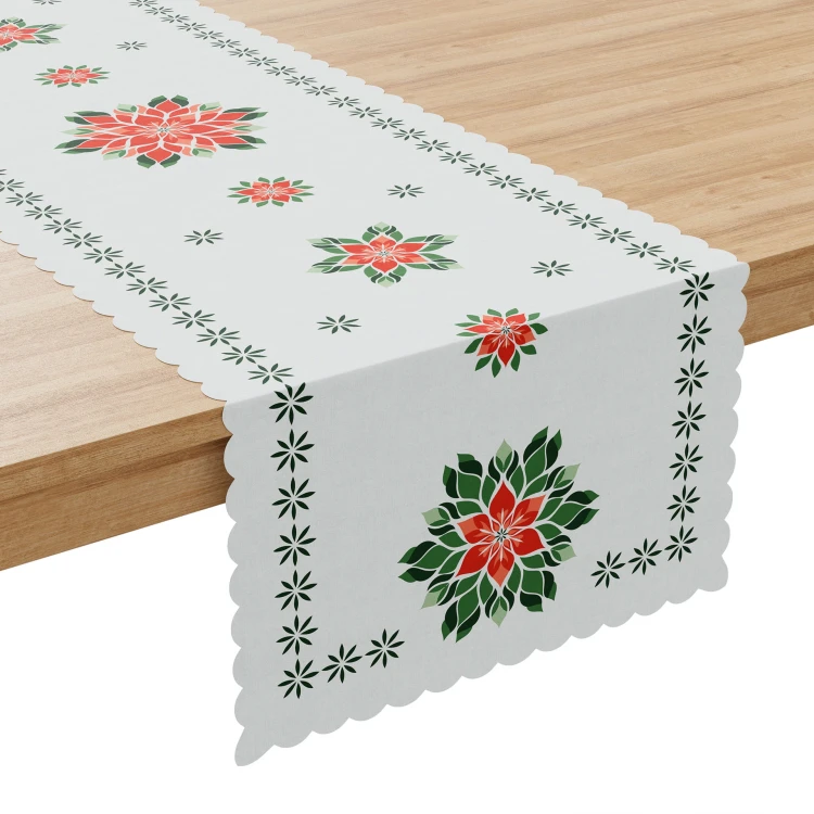 FOLK, GWIAZDA BETLEJEMSKA Bieżnik NINA WODOODPORNA, 38x140cm, kolor biały