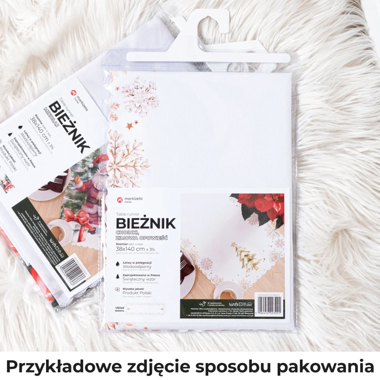 BUKIET W KOSZYKU Z EFEKTEM WYSZYWANIA Bieżnik NINA WODOODPORNA, 50x100cm, kolor beżowy