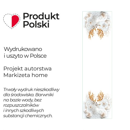 JELONEK Z EFEKTEM 3D Bieżnik NINA WODOODPORNA, 38x140cm, kolor szaro biały