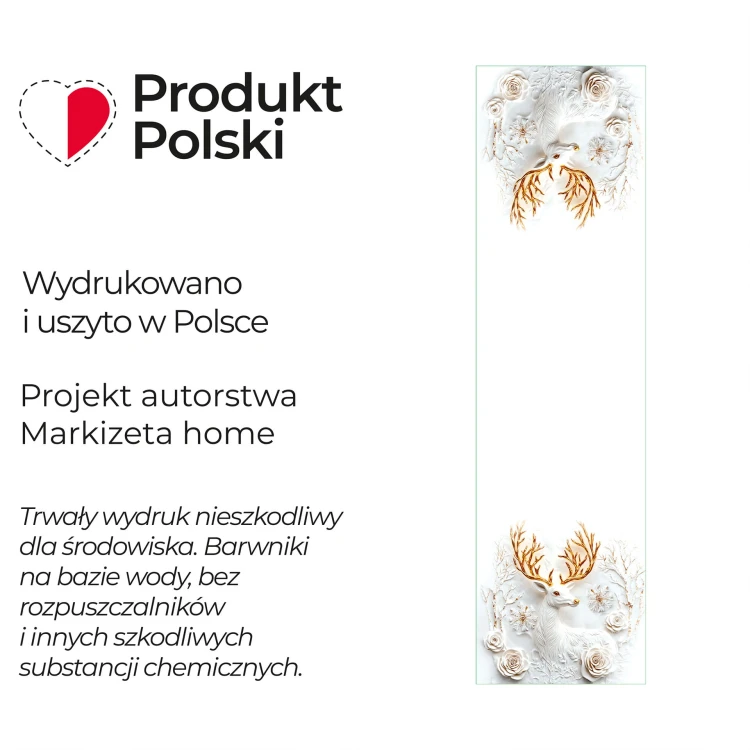 JELONEK Z EFEKTEM 3D Bieżnik NINA WODOODPORNA, 38x140cm, kolor szaro biały