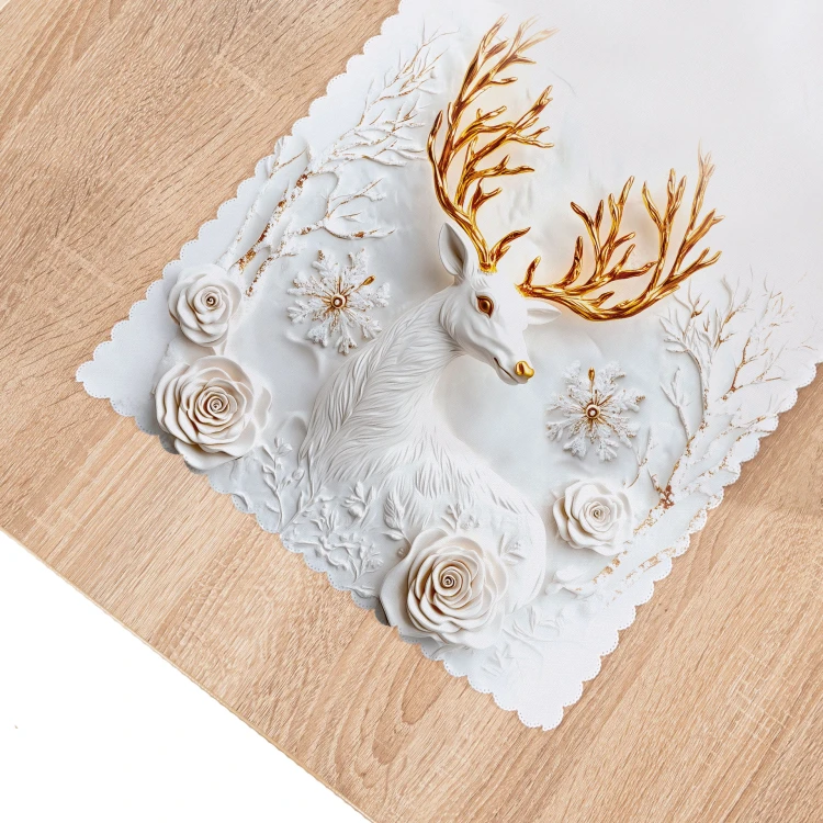 JELONEK Z EFEKTEM 3D Bieżnik NINA WODOODPORNA, 38x140cm, kolor szaro biały