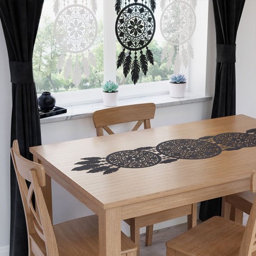 ALIA Bieżnik żakardowy gotowy, łapacz snów, szerokość 36 x wysokość 140cm, kolor czarny