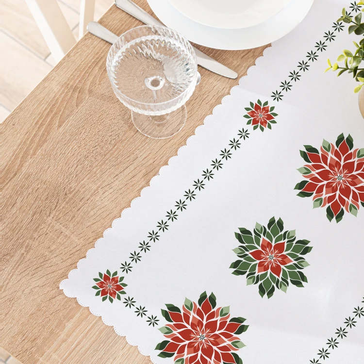 FOLK, GWIAZDA BETLEJEMSKA Bieżnik NINA WODOODPORNA, 50x100cm, kolor biały