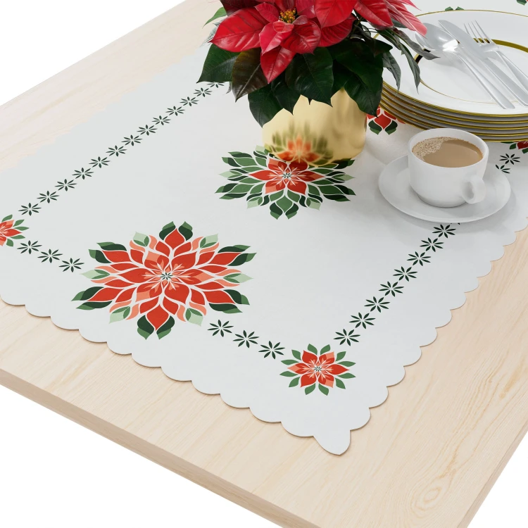 FOLK, GWIAZDA BETLEJEMSKA Bieżnik NINA WODOODPORNA, 50x100cm, kolor biały