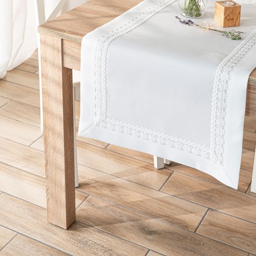 MODENA Bieżnik z gipiurą, szerokość 38cm x wysokość 140cm, kolor biały