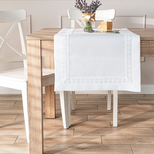 MODENA Bieżnik z gipiurą, szerokość 38cm x wysokość 140cm, kolor biały