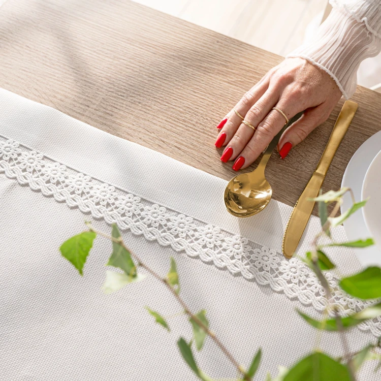 MODENA Bieżnik z gipiurą, szerokość 38cm x wysokość 140cm, kolor biały