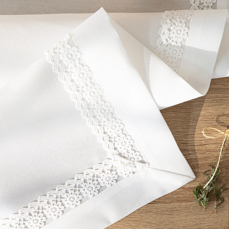 MODENA Bieżnik z gipiurą, szerokość 38cm x wysokość 140cm, kolor biały