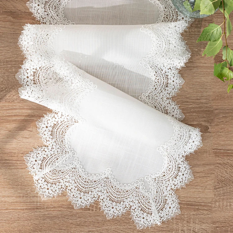 SERENA Bieżnik z gipiurą, szerokość 38cm x wysokość 160cm, kolor biały