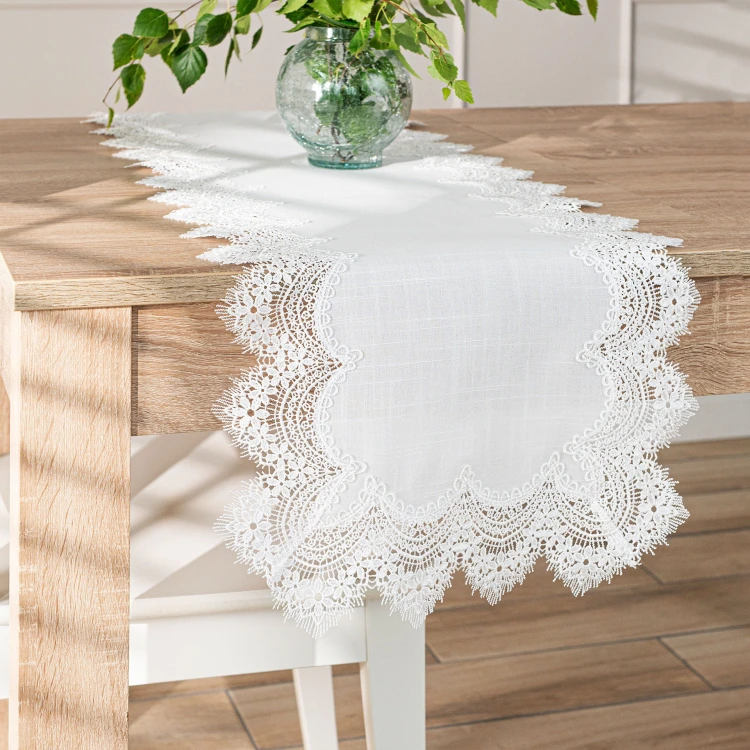 SERENA Bieżnik z gipiurą, szerokość 38cm x wysokość 160cm, kolor biały