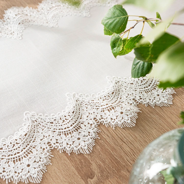 SERENA Bieżnik z gipiurą, szerokość 38cm x wysokość 160cm, kolor biały