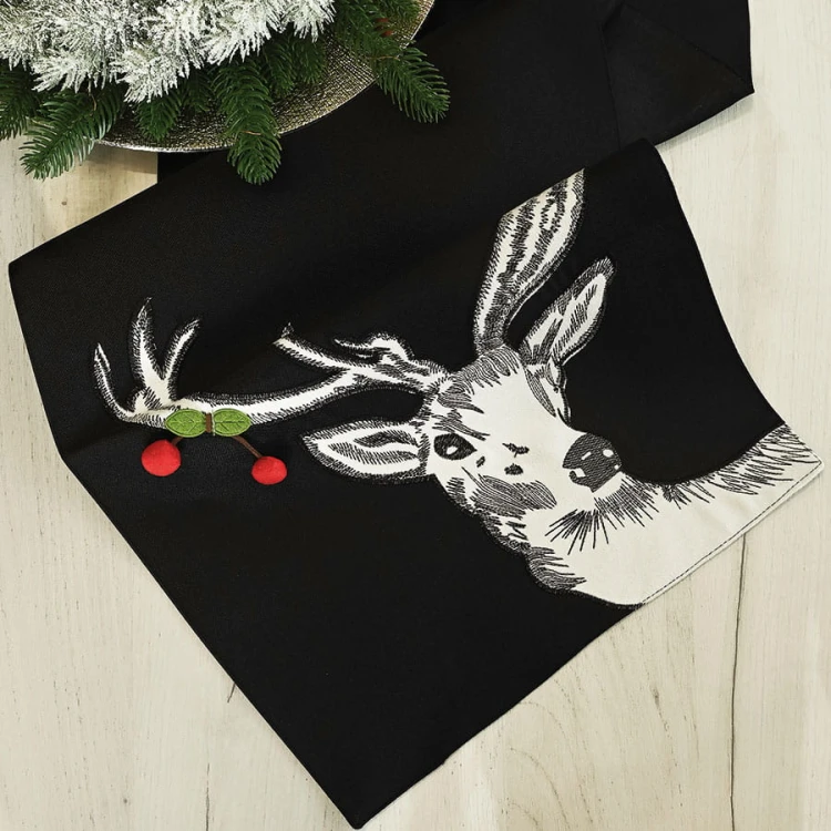 RUDOLF Bieżnik, szerokość 35cm x wysokość 140cm, kolor czarny