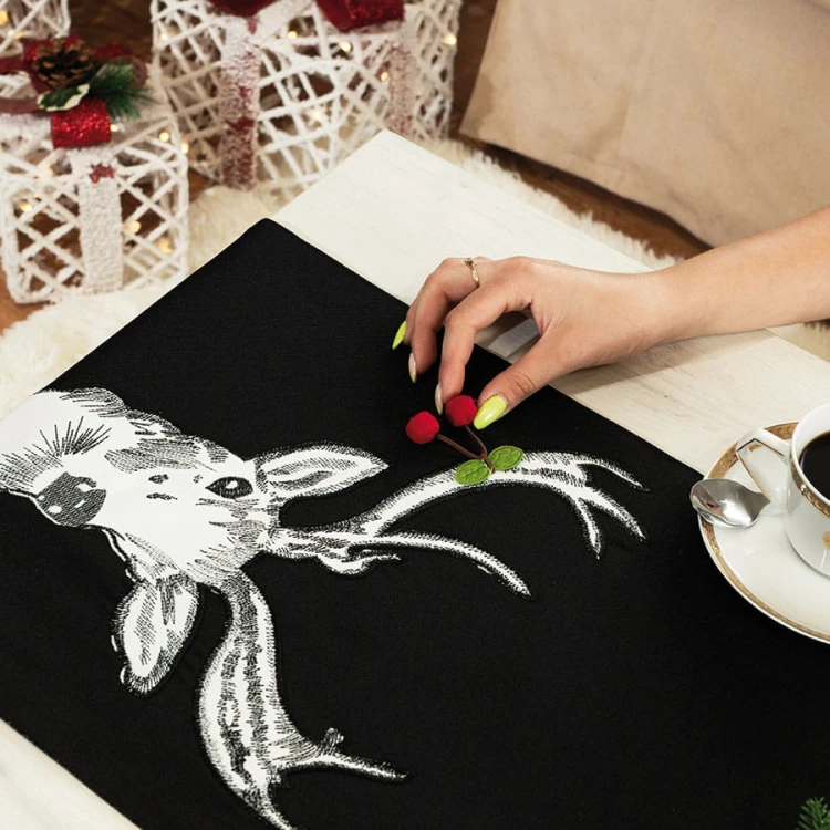 RUDOLF Bieżnik, szerokość 35cm x wysokość 140cm, kolor czarny