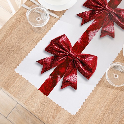 BROKATOWA KOKARDA Bieżnik NINA WODOODPORNA, 38x160cm, kolor biały