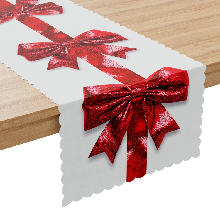 BROKATOWA KOKARDA Bieżnik NINA WODOODPORNA, 38x160cm, kolor biały