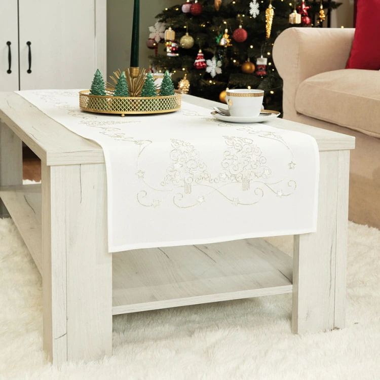 ŚWIĄTECZNY BLASK Bieżnik, szerokość 40cm x wysokość 160cm, kolor biały