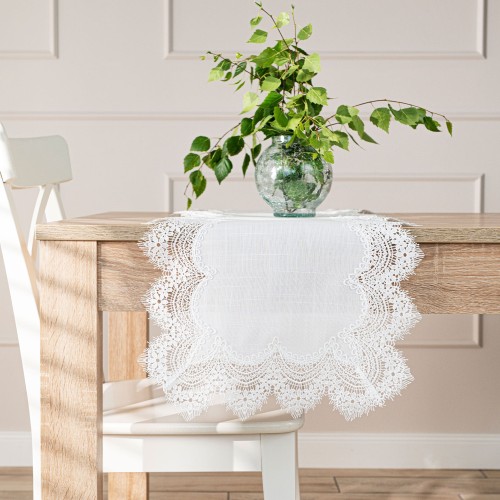 SERENA Bieżnik z gipiurą, szerokość 38cm x wysokość 140cm, kolor biały