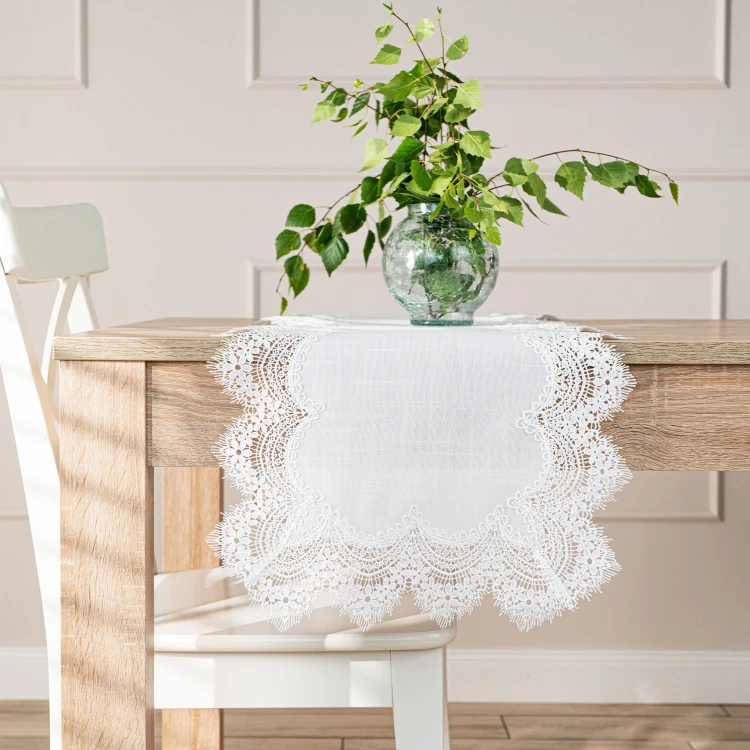 SERENA Bieżnik z gipiurą, szerokość 38cm x wysokość 140cm, kolor biały