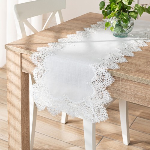 SERENA Bieżnik z gipiurą, szerokość 38cm x wysokość 140cm, kolor biały