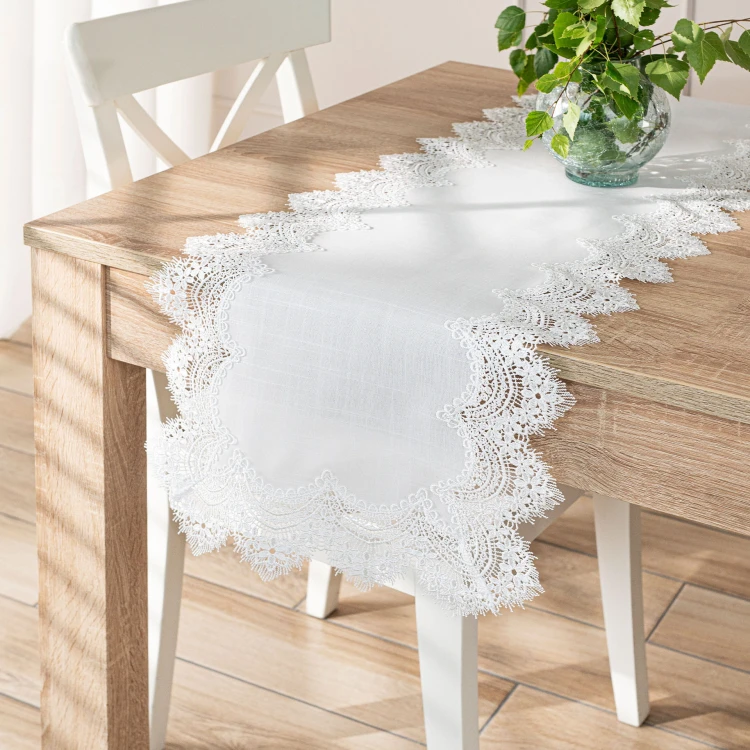 SERENA Bieżnik z gipiurą, szerokość 38cm x wysokość 140cm, kolor biały