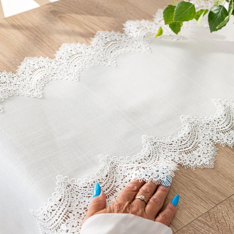 SERENA Bieżnik z gipiurą, szerokość 38cm x wysokość 140cm, kolor biały