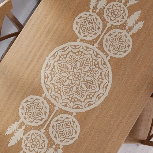 LEA Bieżnik żakardowy gotowy, łapacz snów, szerokość 45 x wysokość 155cm, kolor naturalny/beż