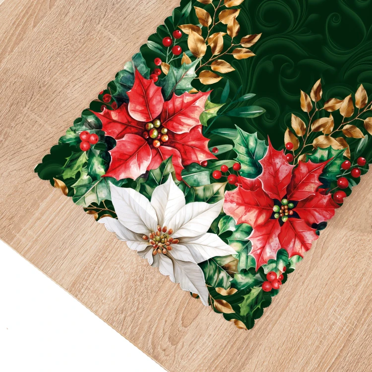 GWIAZDA BETLEJEMSKA Bieżnik NINA WODOODPORNA, 38x160cm, kolor zielony