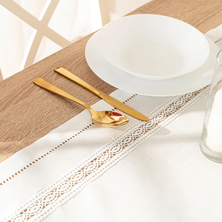 SELVIA Bieżnik z gipiurą, szerokość 38cm x wysokość 140cm, kolor biały