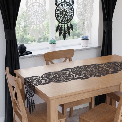 ALIA Bieżnik żakardowy gotowy, łapacz snów, szerokość 44 x wysokość 224cm, kolor czarny