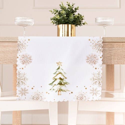 CHOINKI, ZIMOWA OPOWIEŚĆ Bieżnik NINA WODOODPORNA, 38x140cm, kolor biały