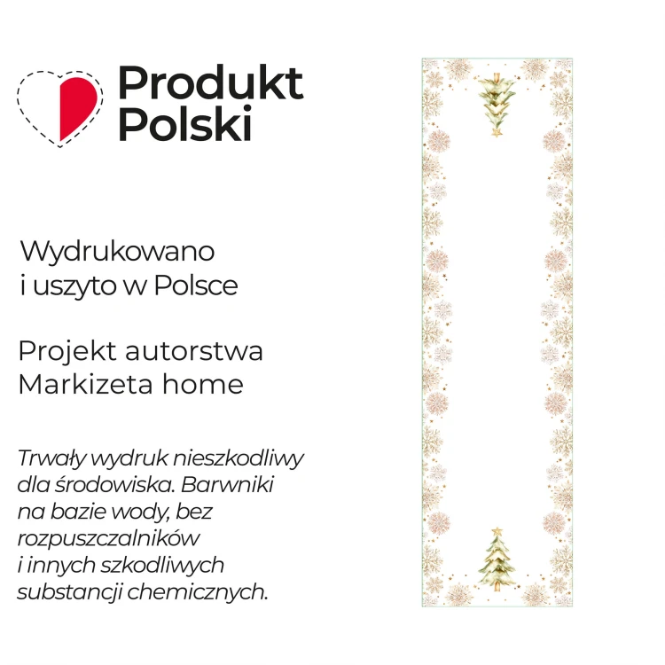 CHOINKI, ZIMOWA OPOWIEŚĆ Bieżnik NINA WODOODPORNA, 38x140cm, kolor biały