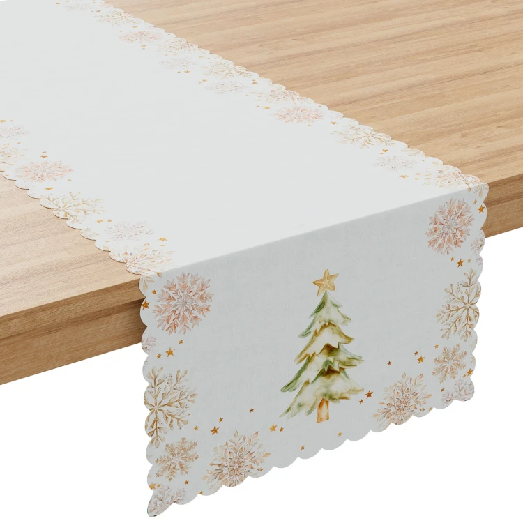 CHOINKI, ZIMOWA OPOWIEŚĆ Bieżnik NINA WODOODPORNA, 38x140cm, kolor biały