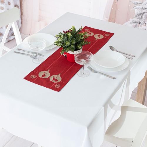 BŁYSZCZĄCY RENIFER Bieżnik z haftem, szerokość 24cm x wysokość 85cm, kolor czerwony