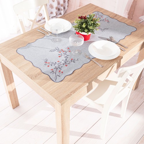 JARZĘBINOWY BLASK Bieżnik z haftem, szerokość 40cm x wysokość 140cm, kolor szary