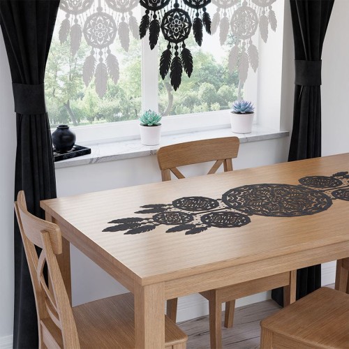 LEA Bieżnik żakardowy gotowy, łapacz snów, szerokość 45 x wysokość 155cm, kolor czarny