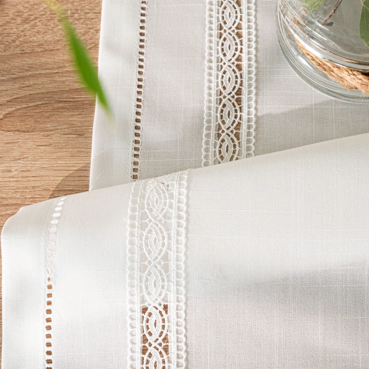 SELVIA Bieżnik z gipiurą, szerokość 38cm x wysokość 160cm, kolor biały